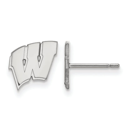 10K White Gold Logoart University Of Wisconsin Letter W Extra Small Post Earrings