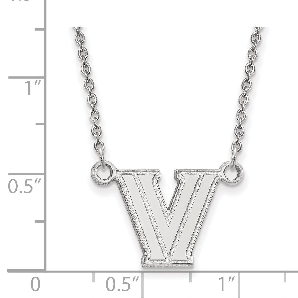 10K White Gold Logoart Villanova University Letter V Small Pendant 18 Inch Necklace