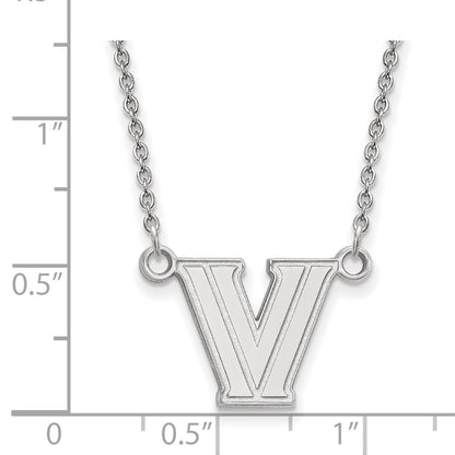 14K White Gold Logoart Villanova University Letter V Small Pendant 18 Inch Necklace