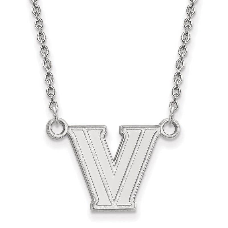 Sterling Silver Rhodium Plated Logoart Villanova University Letter V Small Pendant 18 Inch Necklace