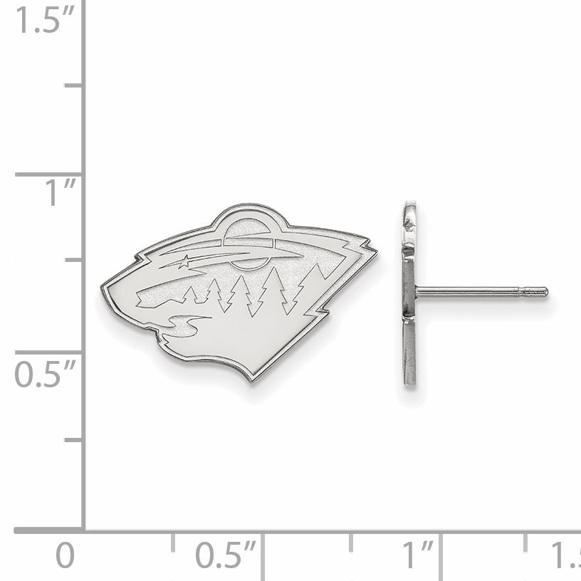 10K White Gold Nhl Logoart Minnesota Wild Small Post Earrings