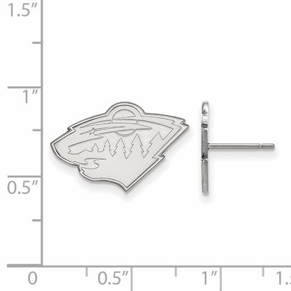 10K White Gold Nhl Logoart Minnesota Wild Small Post Earrings