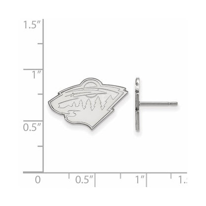 10K White Gold Nhl Logoart Minnesota Wild Small Post Earrings