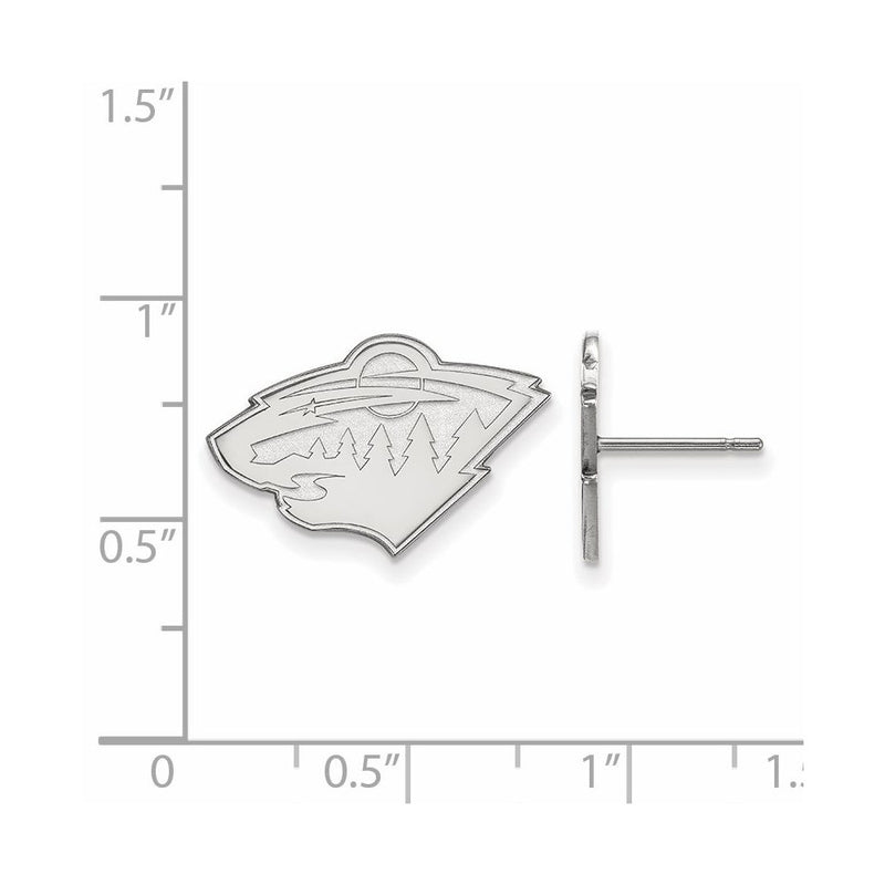 10K White Gold Nhl Logoart Minnesota Wild Small Post Earrings
