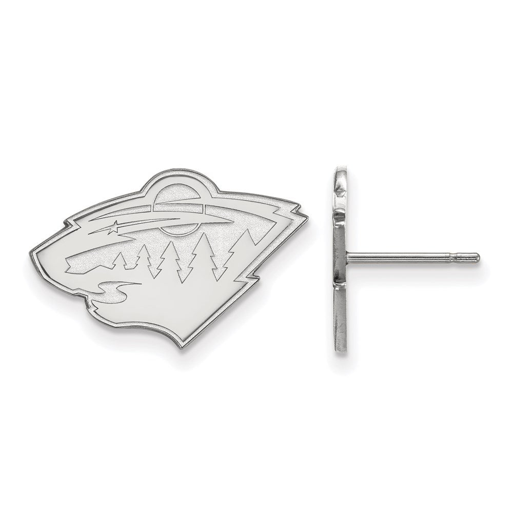 Sterling Silver Rhodium Plated Nhl Logoart Minnesota Wild Small Post Earrings