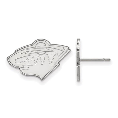 Sterling Silver Rhodium Plated Nhl Logoart Minnesota Wild Small Post Earrings