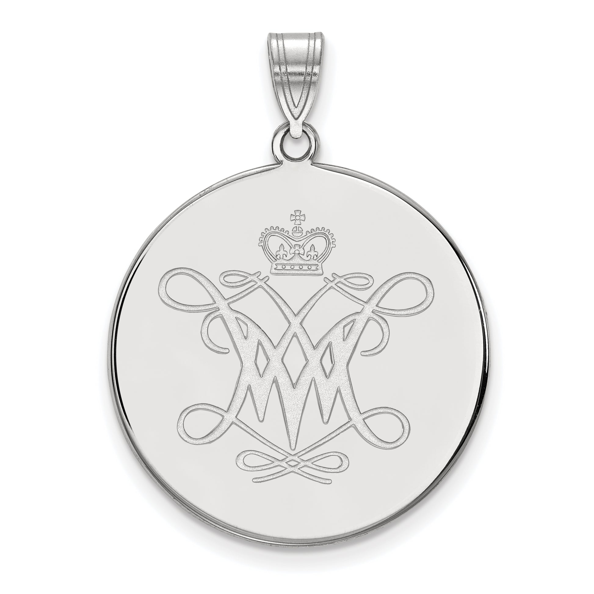 10K White Gold Logoart College Of William And Mary Extra Large Disc Pendant