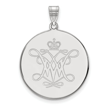10K White Gold Logoart College Of William And Mary Extra Large Disc Pendant