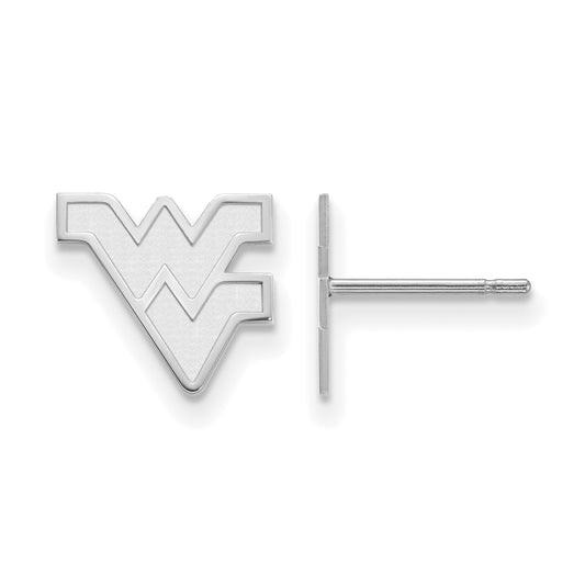 10K White Gold Logoart West Virginia University W V Extra Small Post Earrings