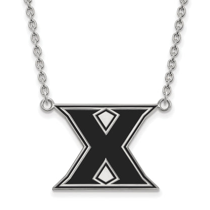 Sterling Silver Rhodium Plated Logoart Xavier University Letter X Large Enameled Pendant 18 Inch Necklace