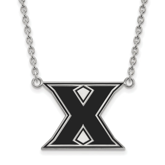 Sterling Silver Rhodium Plated Logoart Xavier University Letter X Large Enameled Pendant 18 Inch Necklace