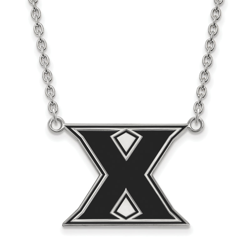 Sterling Silver Rhodium Plated Logoart Xavier University Letter X Large Enameled Pendant 18 Inch Necklace