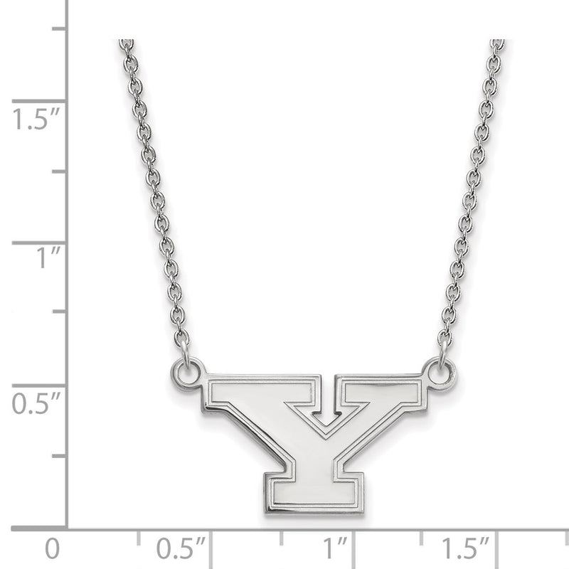 Sterling Silver Rhodium Plated Logoart Youngstown State University Letter Y Small Pendant 18 Inch Necklace