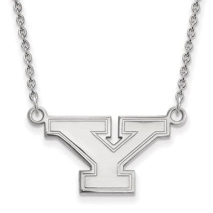 14K White Gold Logoart Youngstown State University Letter Y Small Pendant 18 Inch Necklace