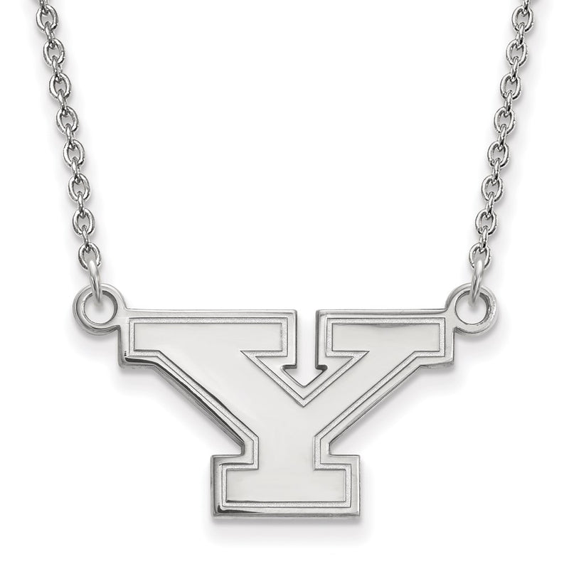 14K White Gold Logoart Youngstown State University Letter Y Small Pendant 18 Inch Necklace