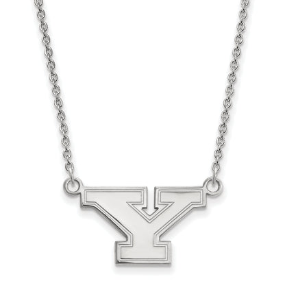 Sterling Silver Rhodium Plated Logoart Youngstown State University Letter Y Small Pendant 18 Inch Necklace
