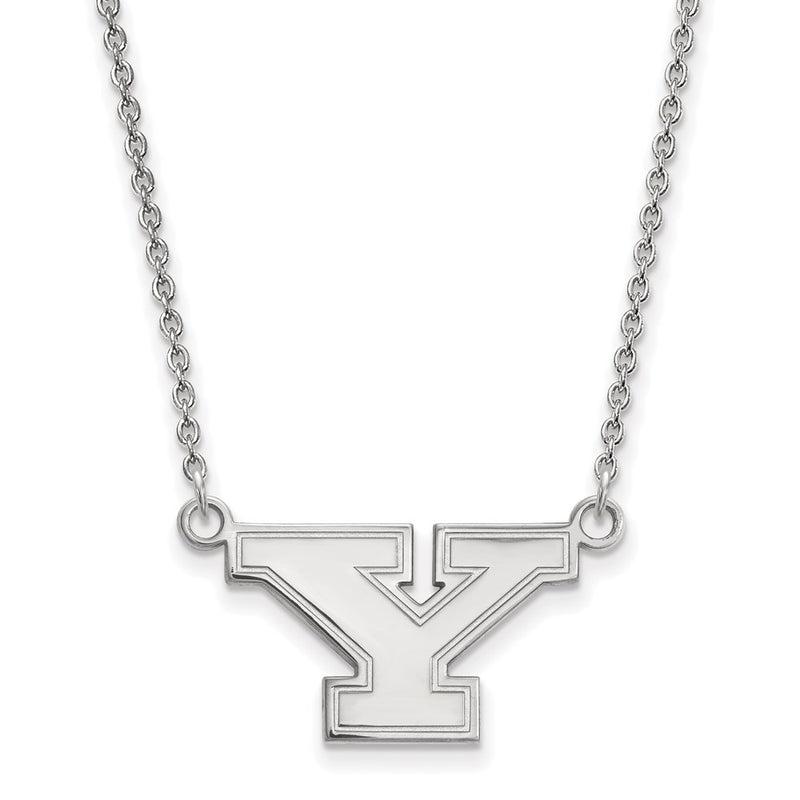 Sterling Silver Rhodium Plated Logoart Youngstown State University Letter Y Small Pendant 18 Inch Necklace
