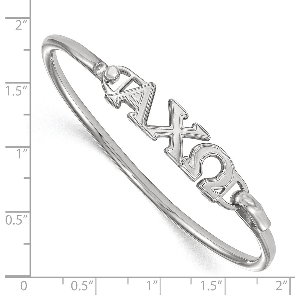 Sterling Silver S. Rh Plated Logoart Alpha Chi Omega Small Hook And Clasp Bangle