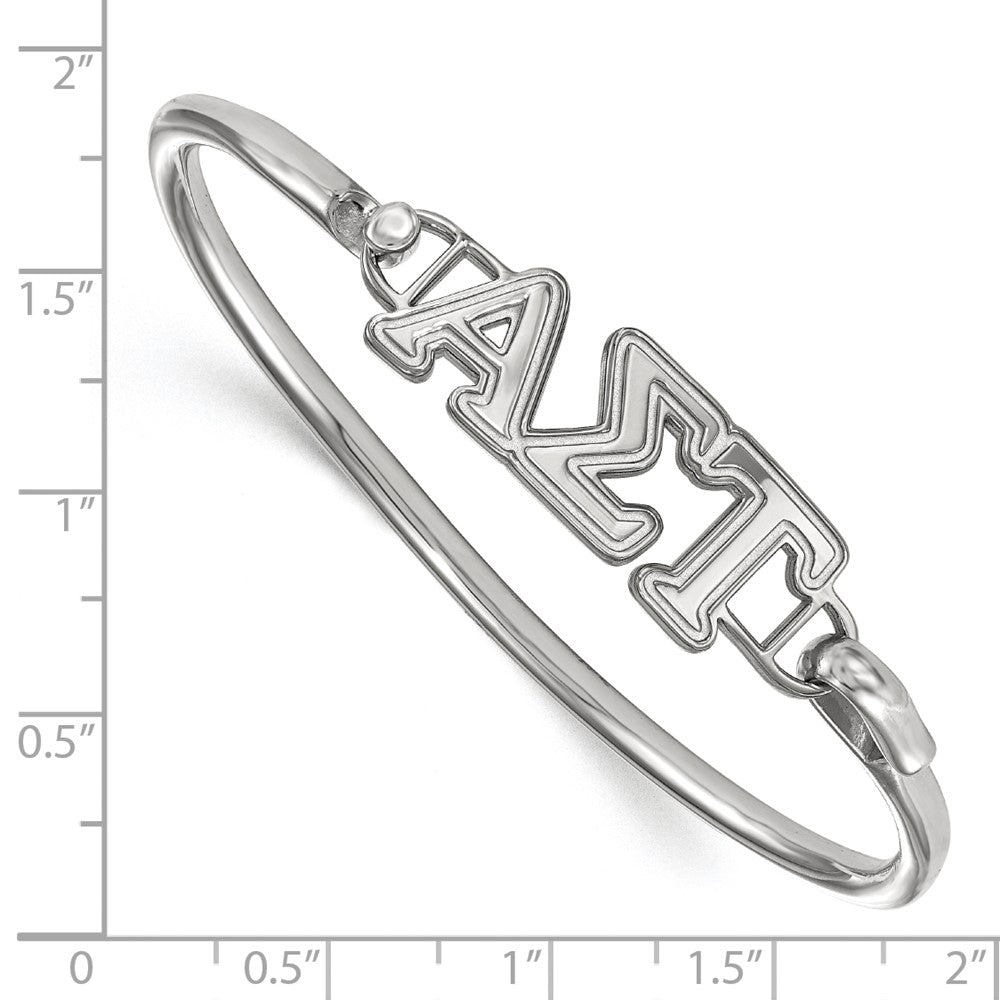Sterling Silver S. Rh Plated Logoart Alpha Sigma Tau Small Hook And Clasp Bangle