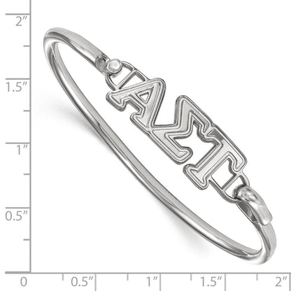 Sterling Silver S. Rh Plated Logoart Alpha Sigma Tau Small Hook And Clasp Bangle