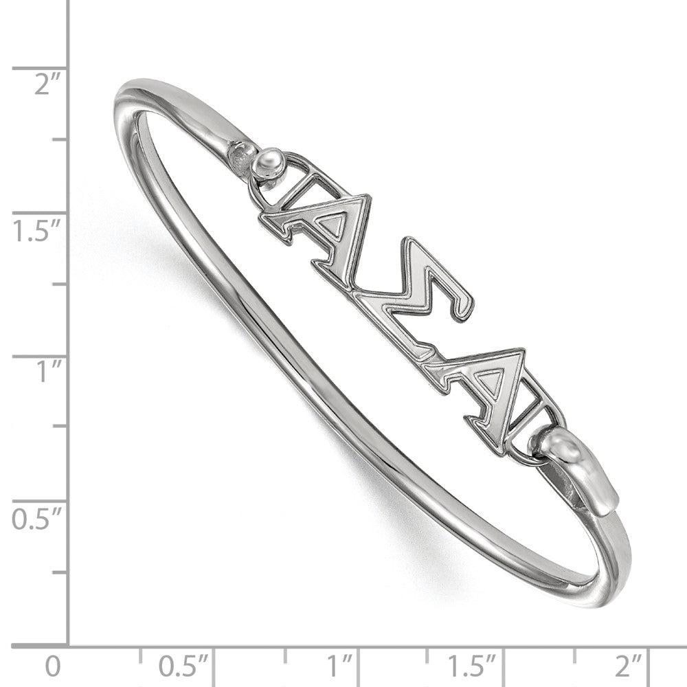 Sterling Silver Logoart Alpha Sigma Small Hook And Clasp Bangle