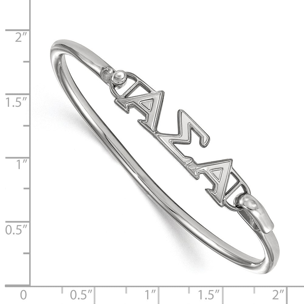 Sterling Silver S. Rh P Logoart Alpha Sigma Small Hook And Clasp Bangle