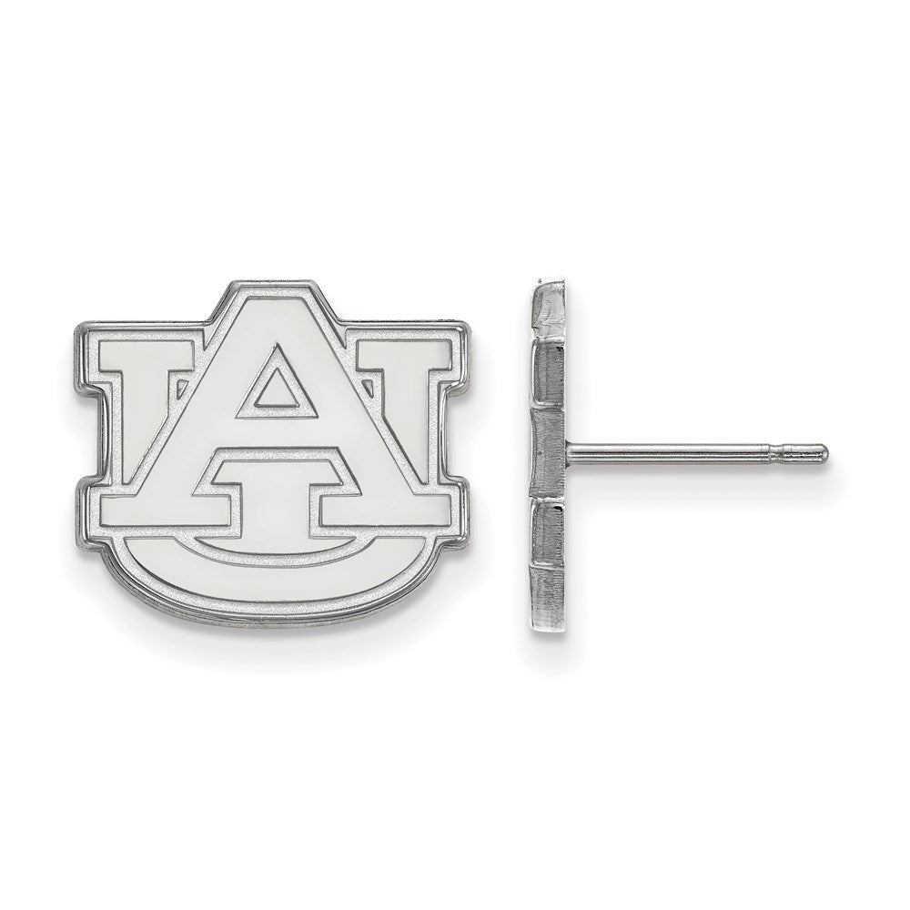 10K White Gold Logoart Auburn University A U Small Post Earrings