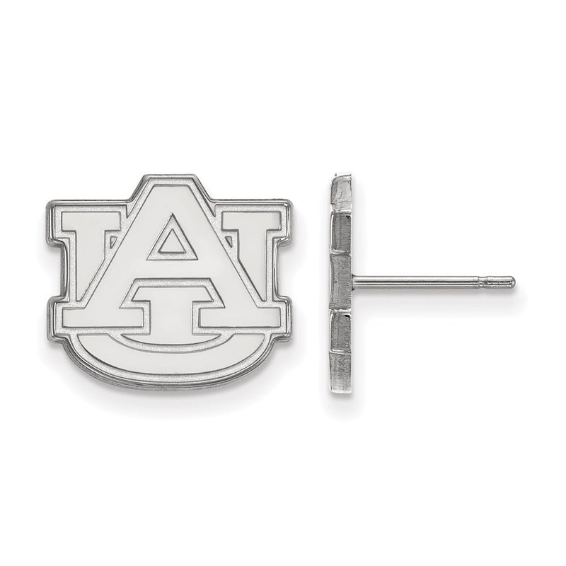 10K White Gold Logoart Auburn University A U Small Post Earrings