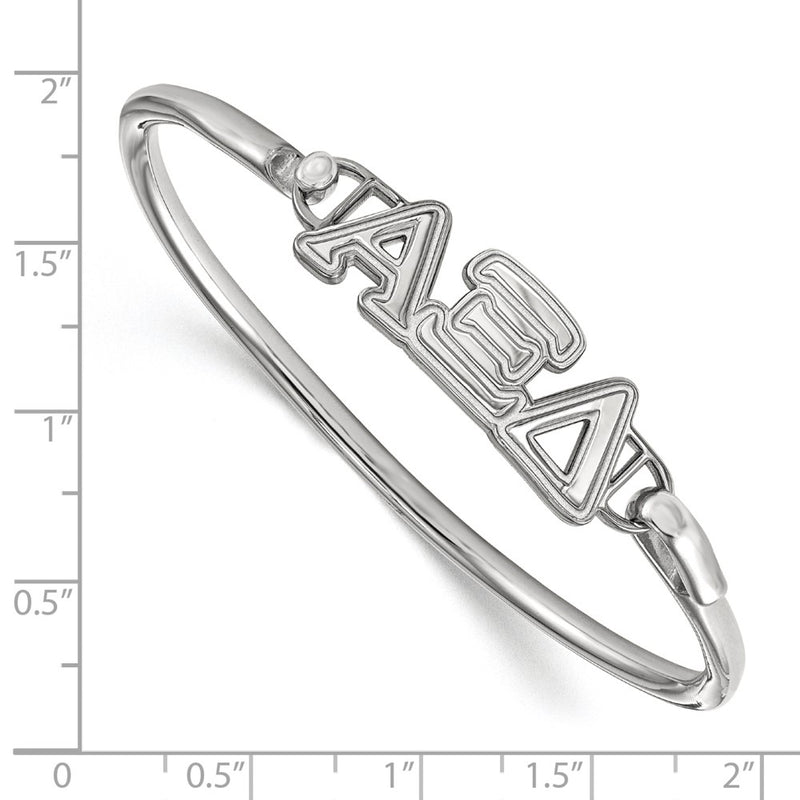 Sterling Silver S. Rh Plated Logoart Alpha Xi Delta Small Hook And Clasp Bangle