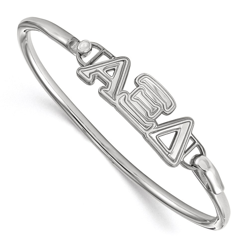 Sterling Silver Logoart Alpha Xi Delta Small Hook And Clasp Bangle