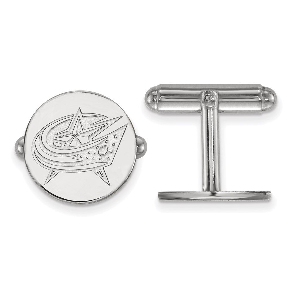 Sterling Silver Rhodium Plated Nhl Logoart Columbus Blue Jackets Cuff Links