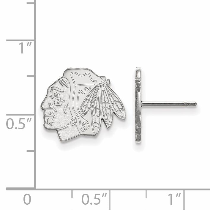 10K White Gold Nhl Logoart Chicago Blackhawks Small Post Earrings