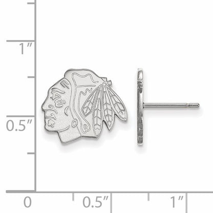 10K White Gold Nhl Logoart Chicago Blackhawks Small Post Earrings