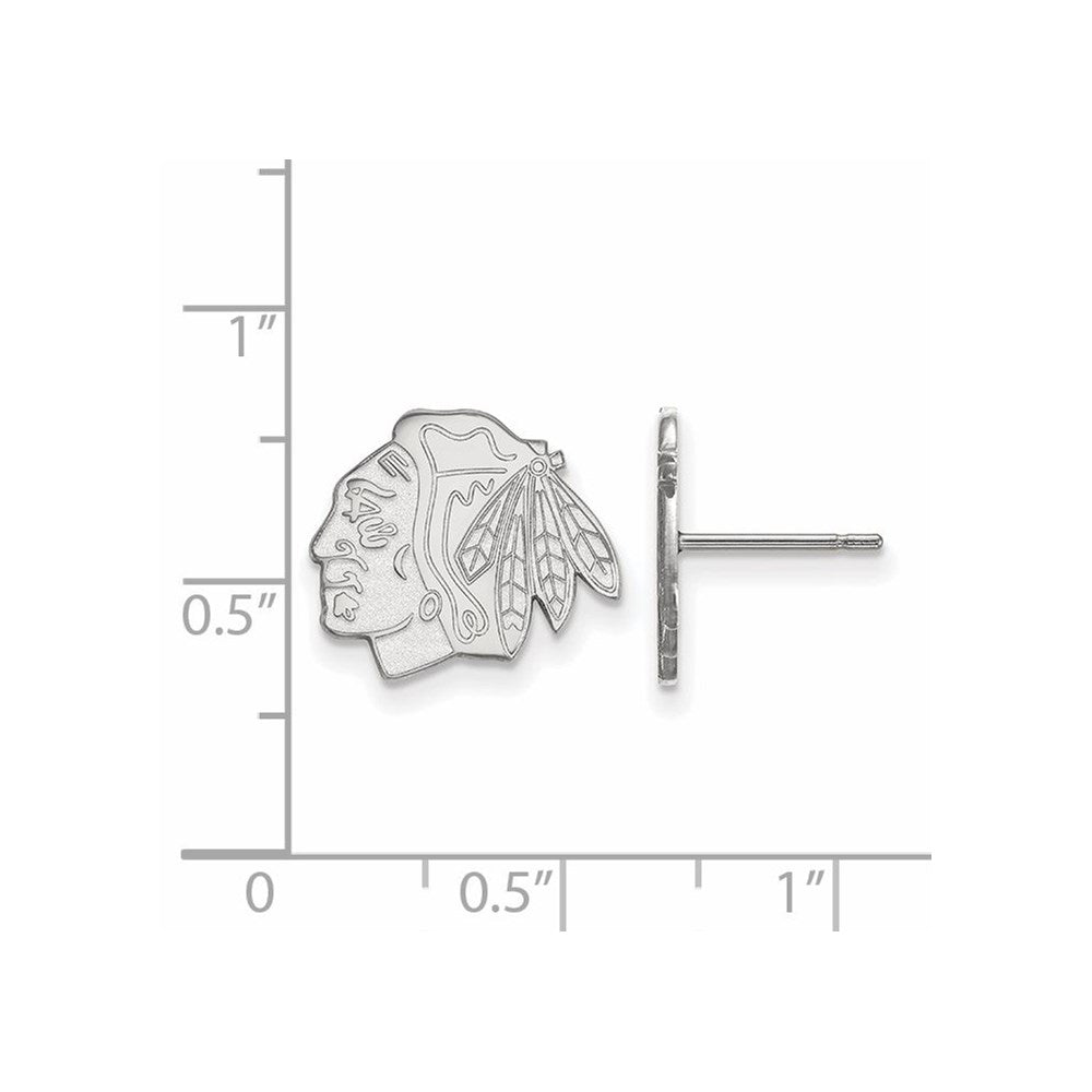10K White Gold Nhl Logoart Chicago Blackhawks Small Post Earrings