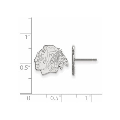 10K White Gold Nhl Logoart Chicago Blackhawks Small Post Earrings