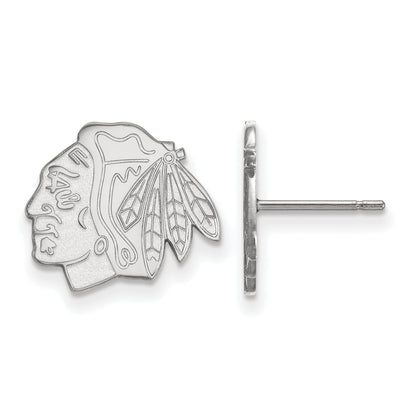10K White Gold Nhl Logoart Chicago Blackhawks Small Post Earrings