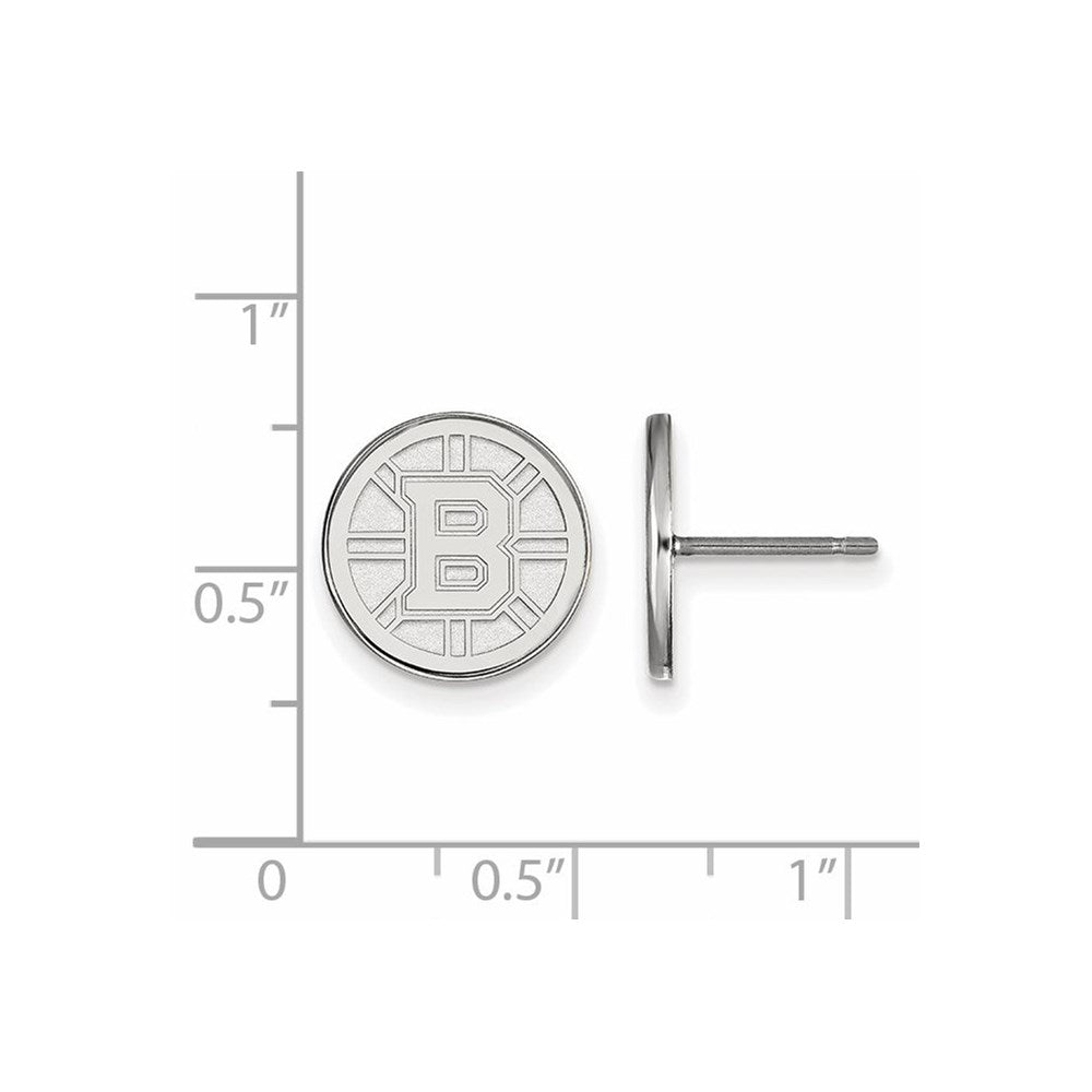 10K White Gold Nhl Logoart Boston Bruins Small Post Earrings