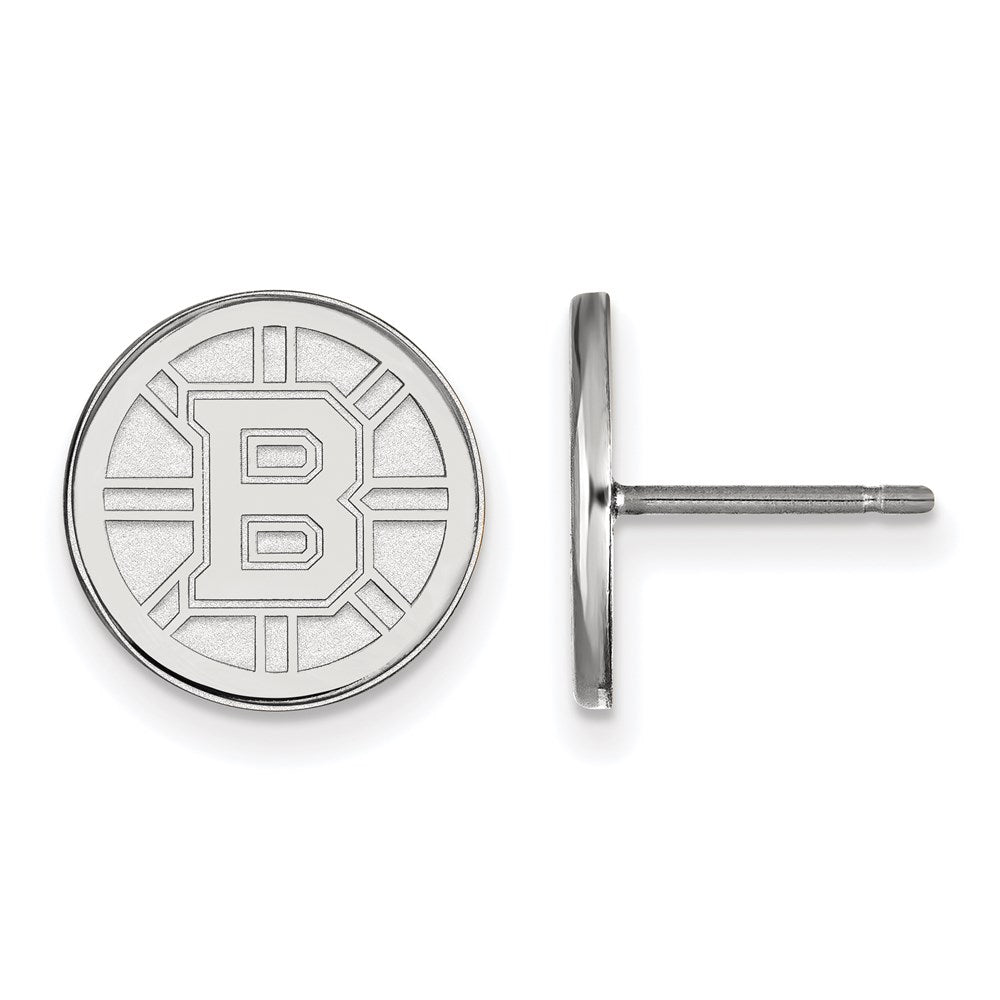 10K White Gold Nhl Logoart Boston Bruins Small Post Earrings