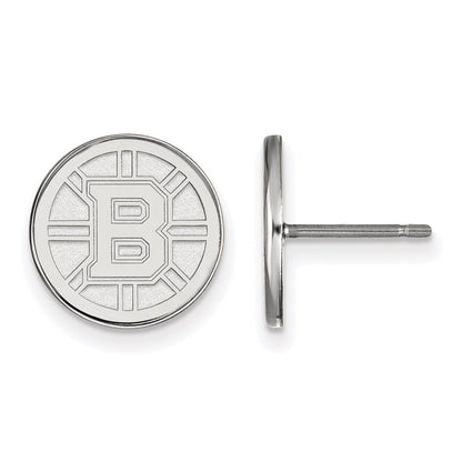 10K White Gold Nhl Logoart Boston Bruins Small Post Earrings