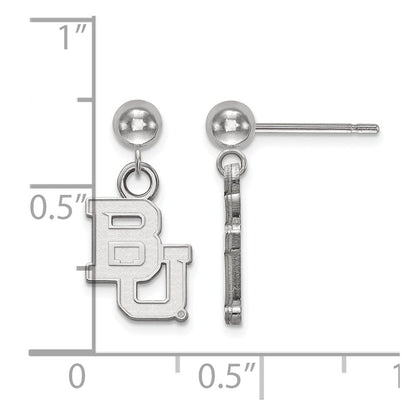Sterling Silver Rhodium Plated Logoart Baylor University Bears Dangle Ball Post Earrings