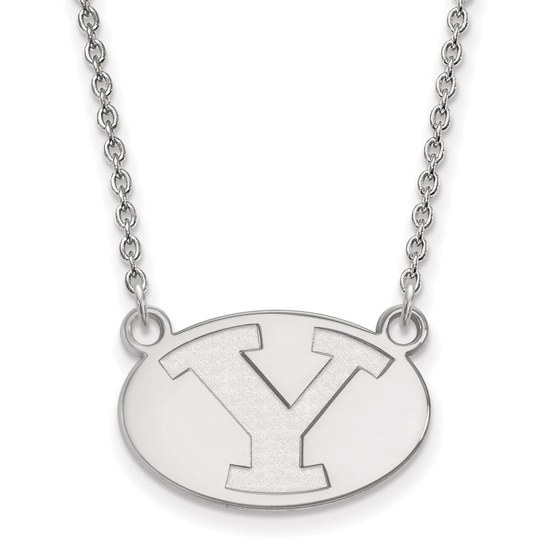 Sterling Silver Rhodium Plated Logoart Brigham Young University Letter Y Small Pendant 18 Inch Necklace