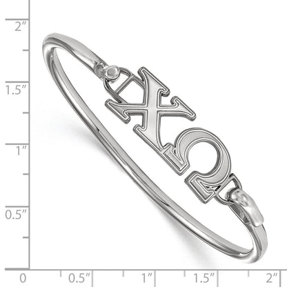 Sterling Silver Rh Plated Logoart Chi Omega Hook And Clasp Bangle