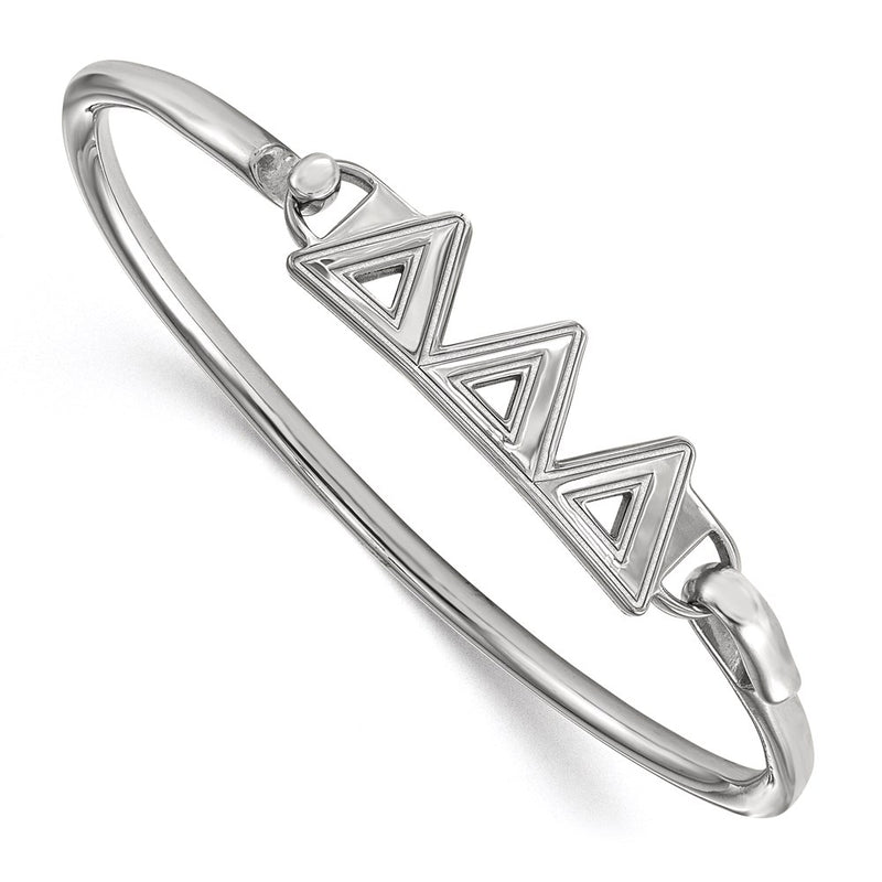 Sterling Silver S. Rh P Logoart Delta Small Hook And Clasp Bangle