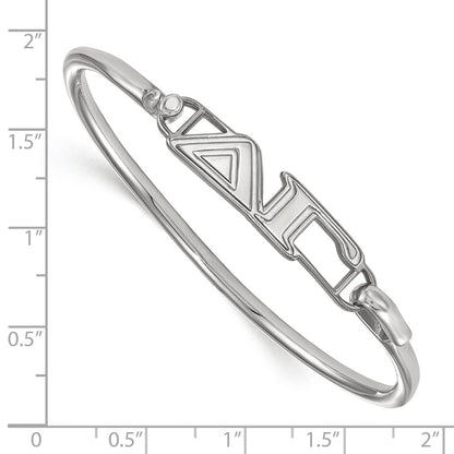 Sterling Silver Rh Plated Logoart Delta Gamma Large Hook And Clasp Bangle