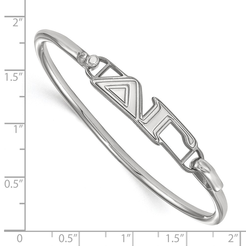 Sterling Silver Rh Plated Logoart Delta Gamma Large Hook And Clasp Bangle