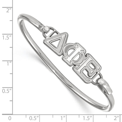 Sterling Silver S. Rh P Logoart Delta Phi Epsilon Large Hook And Clasp Bangle