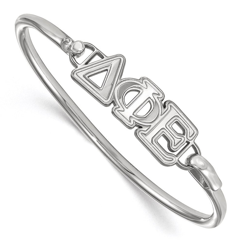 Sterling Silver S. Rh P Logoart Delta Phi Epsilon Large Hook And Clasp Bangle