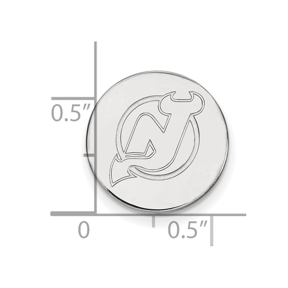 Sterling Silver Rhod-Pltd Nhl Logoart New Jersey Devils Lapel Pin