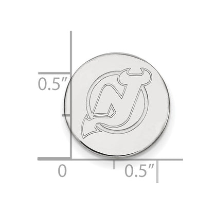 Sterling Silver Rhod-Pltd Nhl Logoart New Jersey Devils Lapel Pin