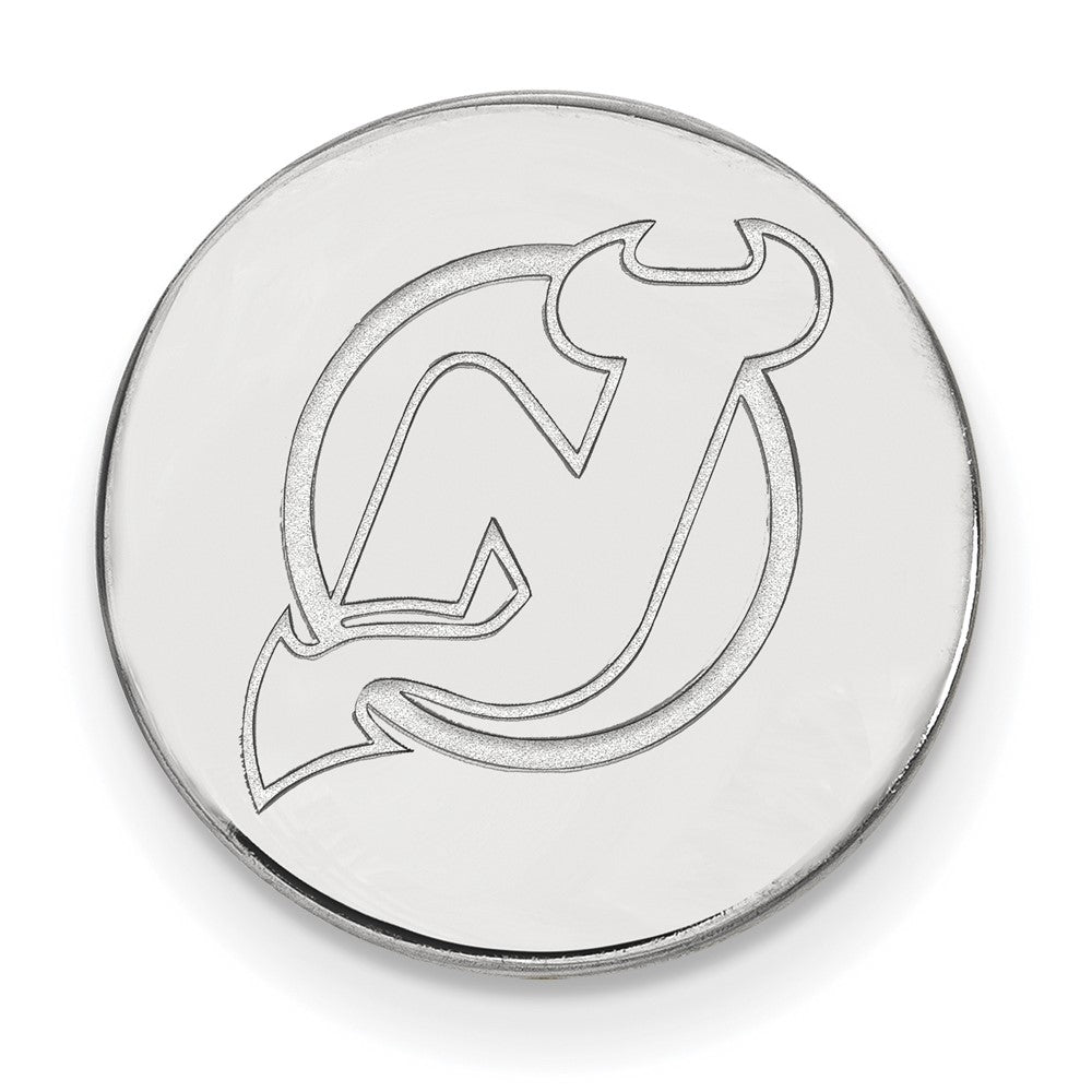 Sterling Silver Rhod-Pltd Nhl Logoart New Jersey Devils Lapel Pin